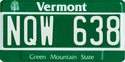 VT license plate NQW638