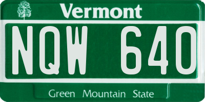 VT license plate NQW640