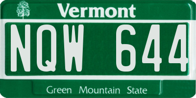 VT license plate NQW644