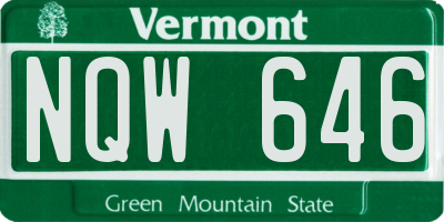 VT license plate NQW646