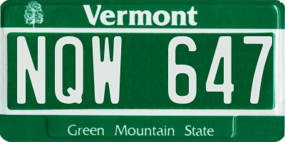 VT license plate NQW647