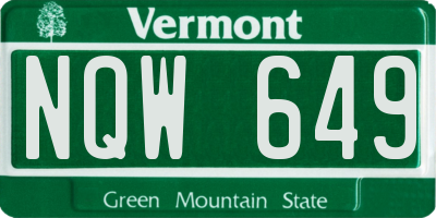 VT license plate NQW649