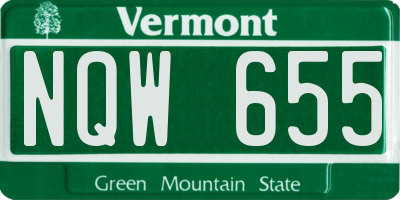 VT license plate NQW655