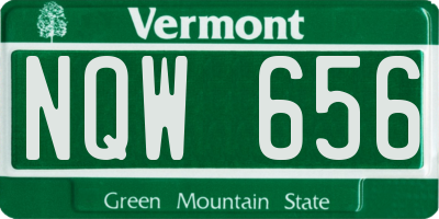 VT license plate NQW656