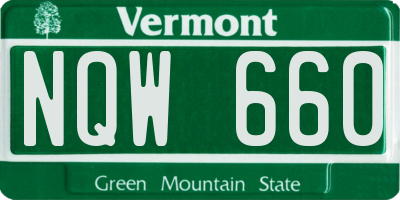 VT license plate NQW660