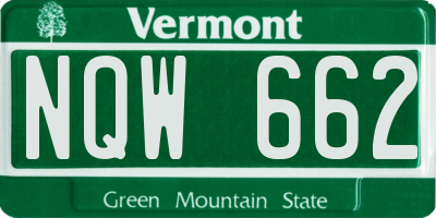 VT license plate NQW662