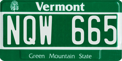 VT license plate NQW665