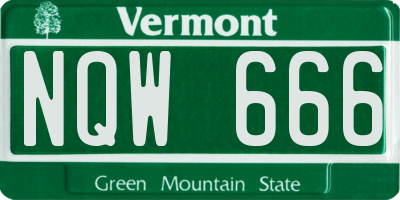 VT license plate NQW666