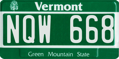 VT license plate NQW668