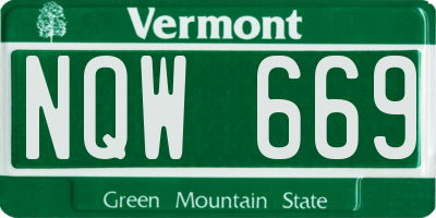 VT license plate NQW669