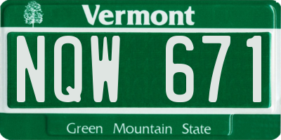 VT license plate NQW671
