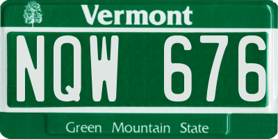 VT license plate NQW676