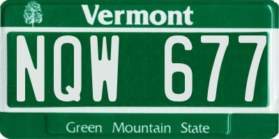 VT license plate NQW677
