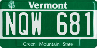 VT license plate NQW681