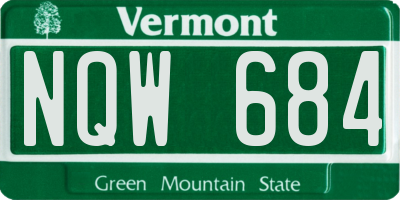 VT license plate NQW684