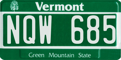 VT license plate NQW685