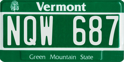 VT license plate NQW687