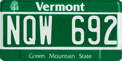 VT license plate NQW692