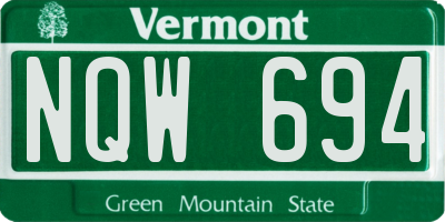 VT license plate NQW694