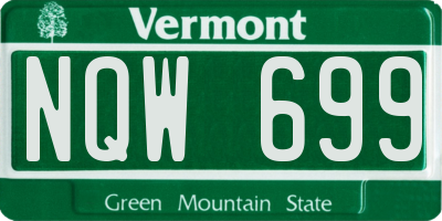 VT license plate NQW699