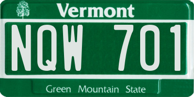 VT license plate NQW701