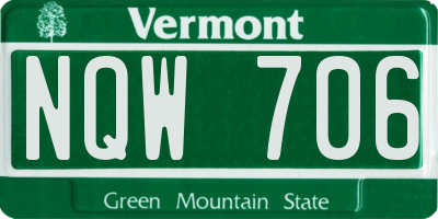 VT license plate NQW706