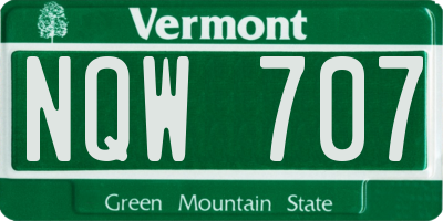VT license plate NQW707