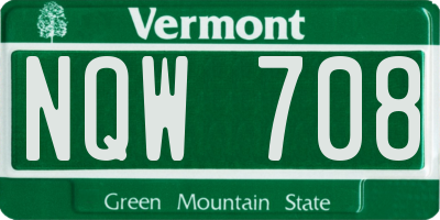 VT license plate NQW708