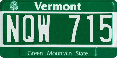 VT license plate NQW715