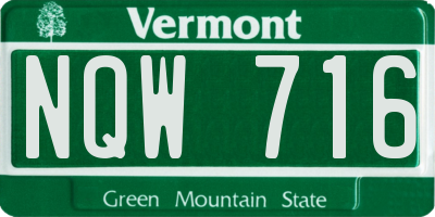 VT license plate NQW716