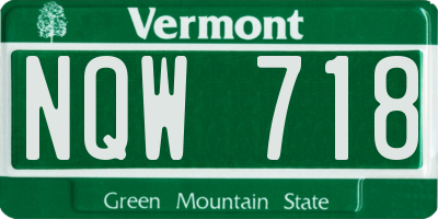 VT license plate NQW718