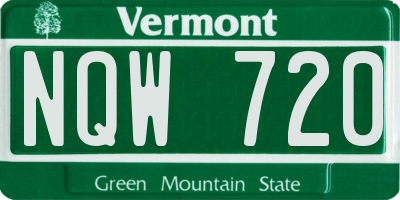 VT license plate NQW720