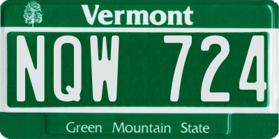 VT license plate NQW724