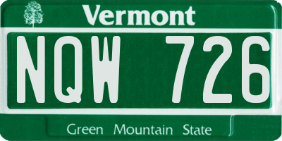 VT license plate NQW726