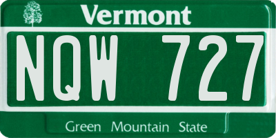 VT license plate NQW727