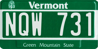 VT license plate NQW731