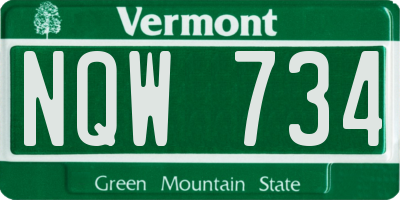 VT license plate NQW734