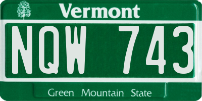 VT license plate NQW743