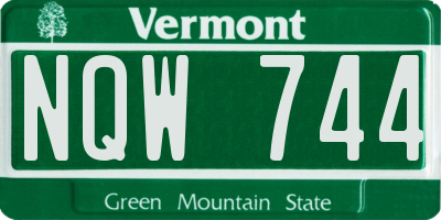 VT license plate NQW744