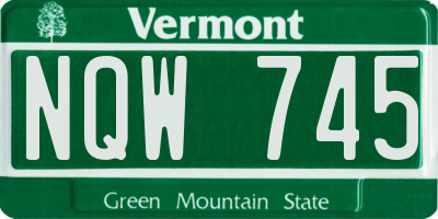 VT license plate NQW745
