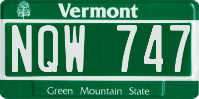 VT license plate NQW747