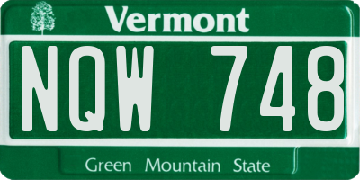 VT license plate NQW748