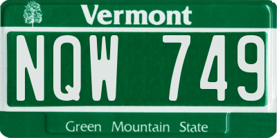 VT license plate NQW749