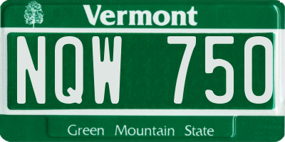 VT license plate NQW750