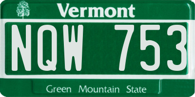 VT license plate NQW753