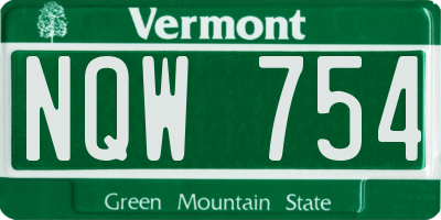 VT license plate NQW754