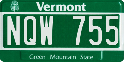 VT license plate NQW755