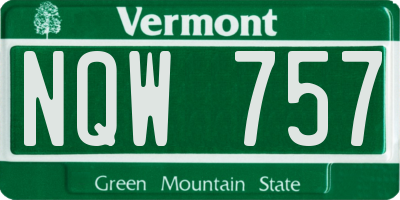 VT license plate NQW757