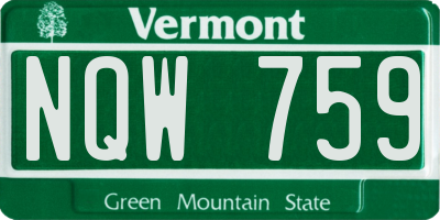 VT license plate NQW759