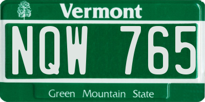 VT license plate NQW765